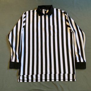 Dalco Athletic Referee Adult Black White Stripe Long Sleeve Polo Collar Shirt XL